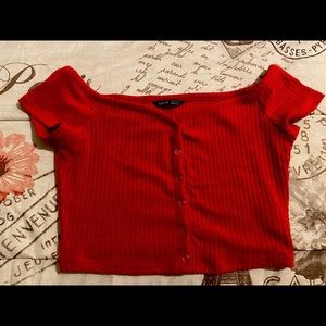 Red crop top, size medium, brand shein.